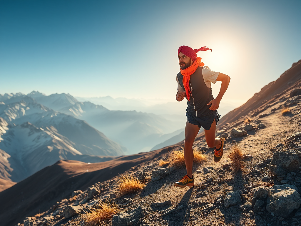 Runner in mountains